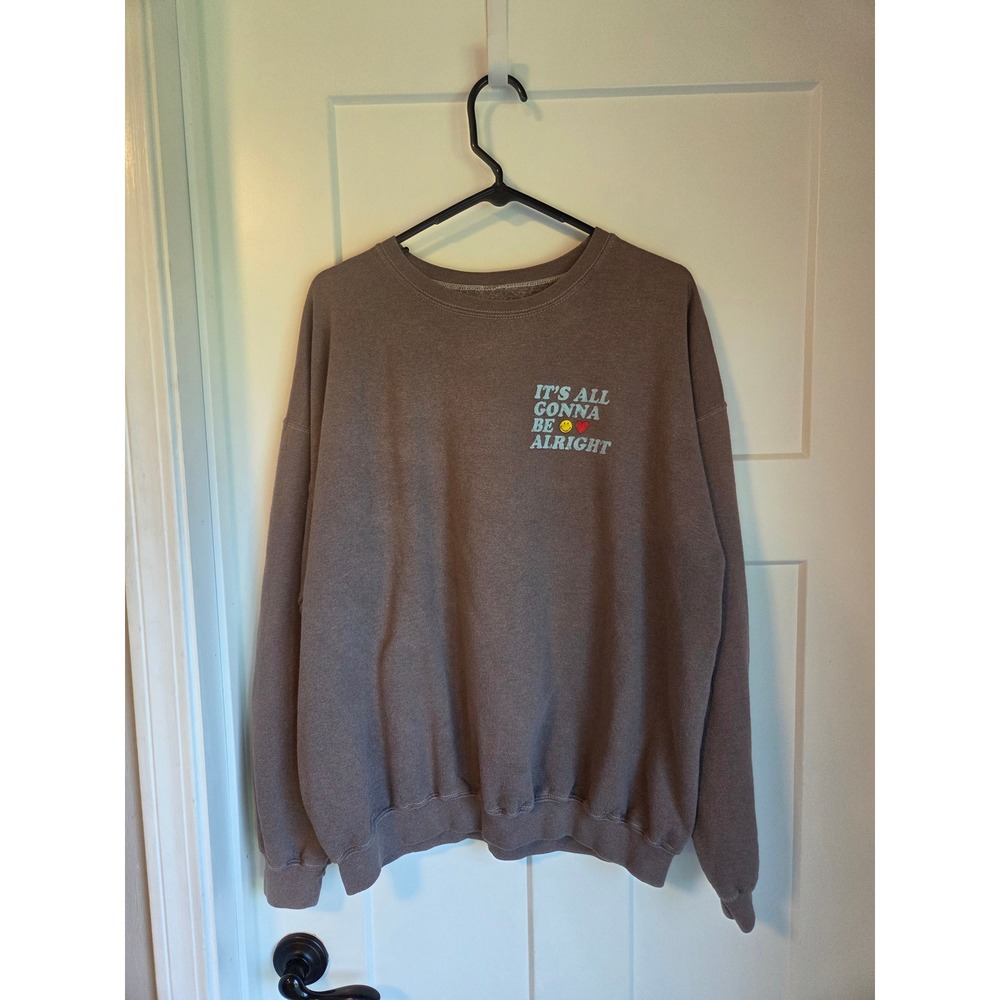 Smiley Originals Mental Health Matters Sweatshirt Brown Oversized OS Crewneck